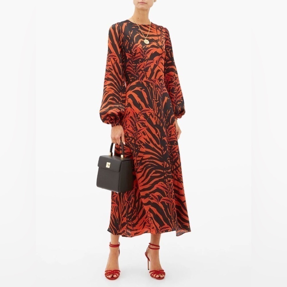 Borgo De Nor Elista black and red dress abstract bamboo and tiger stripe pattern
